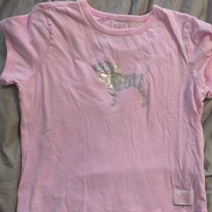 PINK Victoria's Secret Light Pink Tee with Silver Dog Graphic